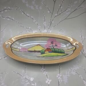 Mt. Fuji Vintage Japanese Lusterware 1960's Trinket Vanity Dish Antique